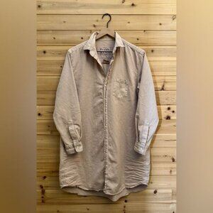 Frank & Eileen Size Large Mary Sand Button Front Collared Shirt Mini Dress